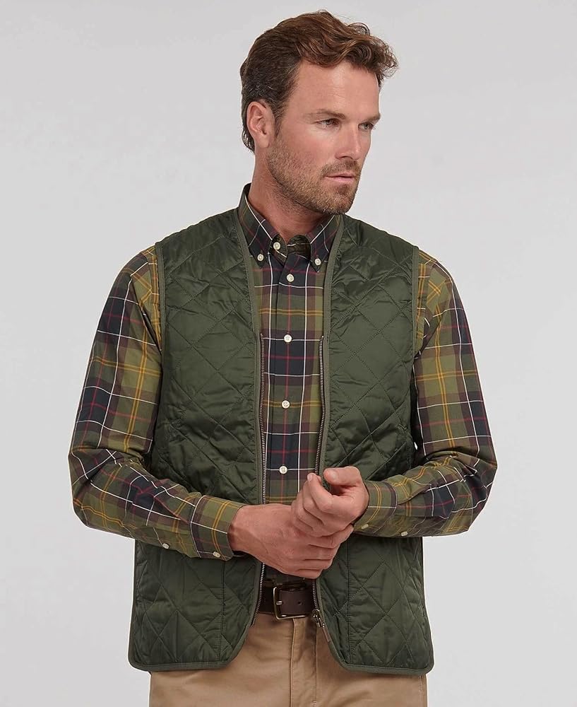 トップス BARBOUR QUILTED WAISTCOAT/ZIP 36 Barbour Mens Waistcoat/Zip-in Liner - Quilted 36 Olive at
