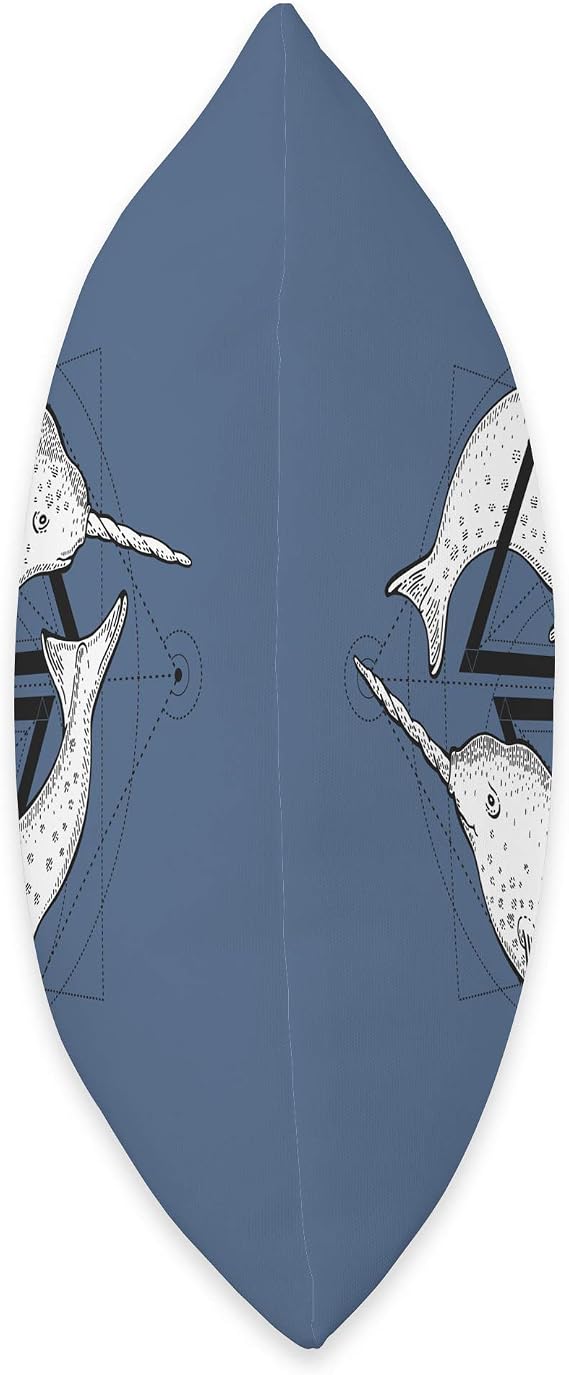 Narwhal Whale with Geometry Throw Pillow