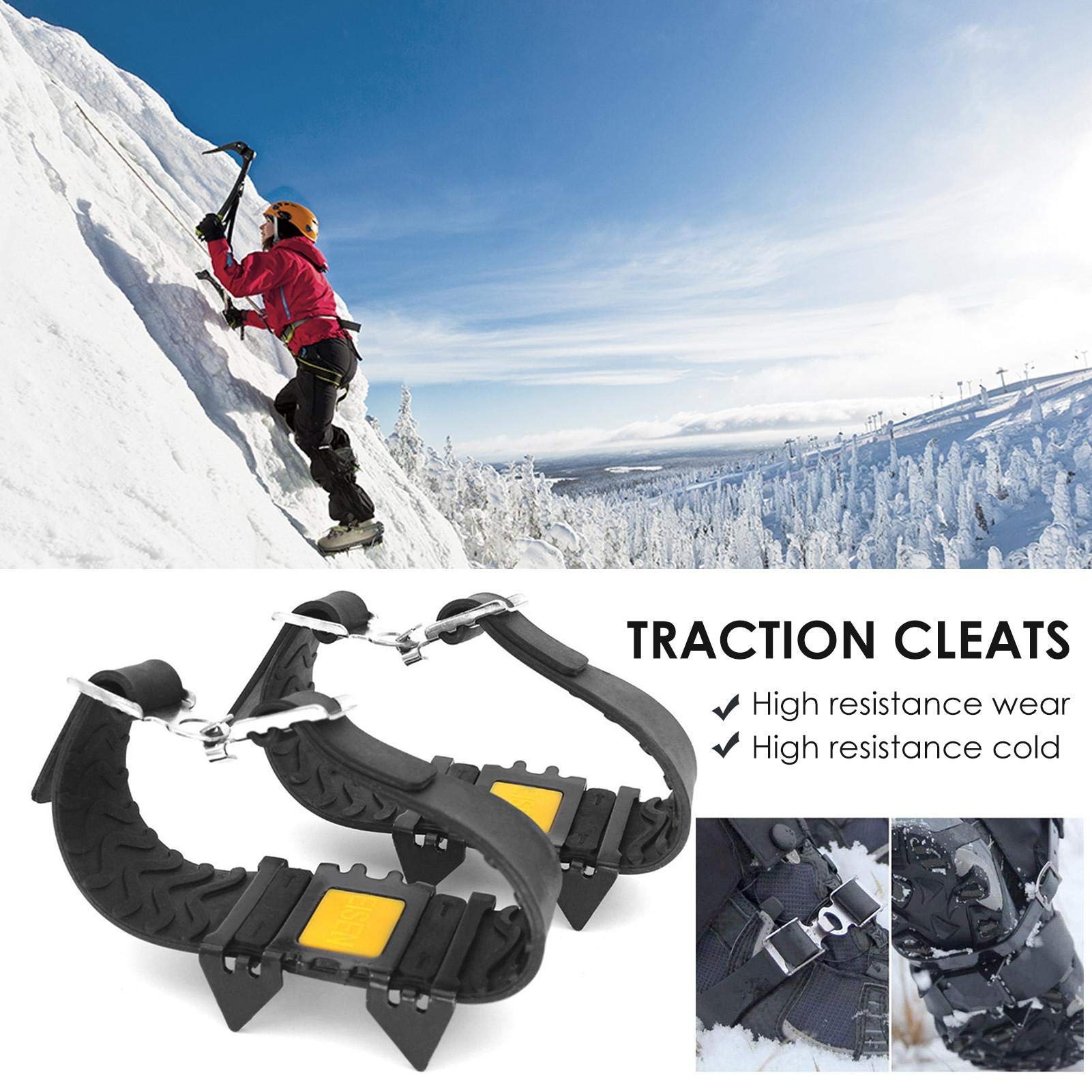 Crampons, Crampons de Traction, Poignées de Neige glacée Crampons de Traction en Acier au manganèse pour Bottes et Chaussures de Neige, Ski en Plein air Randonnée Escalade Marche J