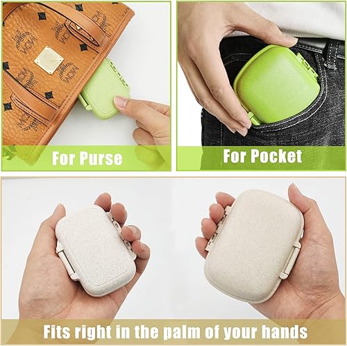 Miniatura 3 de Paquete de 4 organizadores de pastillas de viaje con dos tamaños a prueba de humedad pequeña pastillero para bolsillo de bolso lindo soporte para