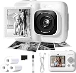 Kids Camera, 1080P Instant Digital Print Camera for Kids, Christmas Birthday Gifts for 4 5 6 7 8 9 10 Year Old Girls Boys, Portable Toy with 32GB SD Card & 3 Rolls Printing Paper, Blue