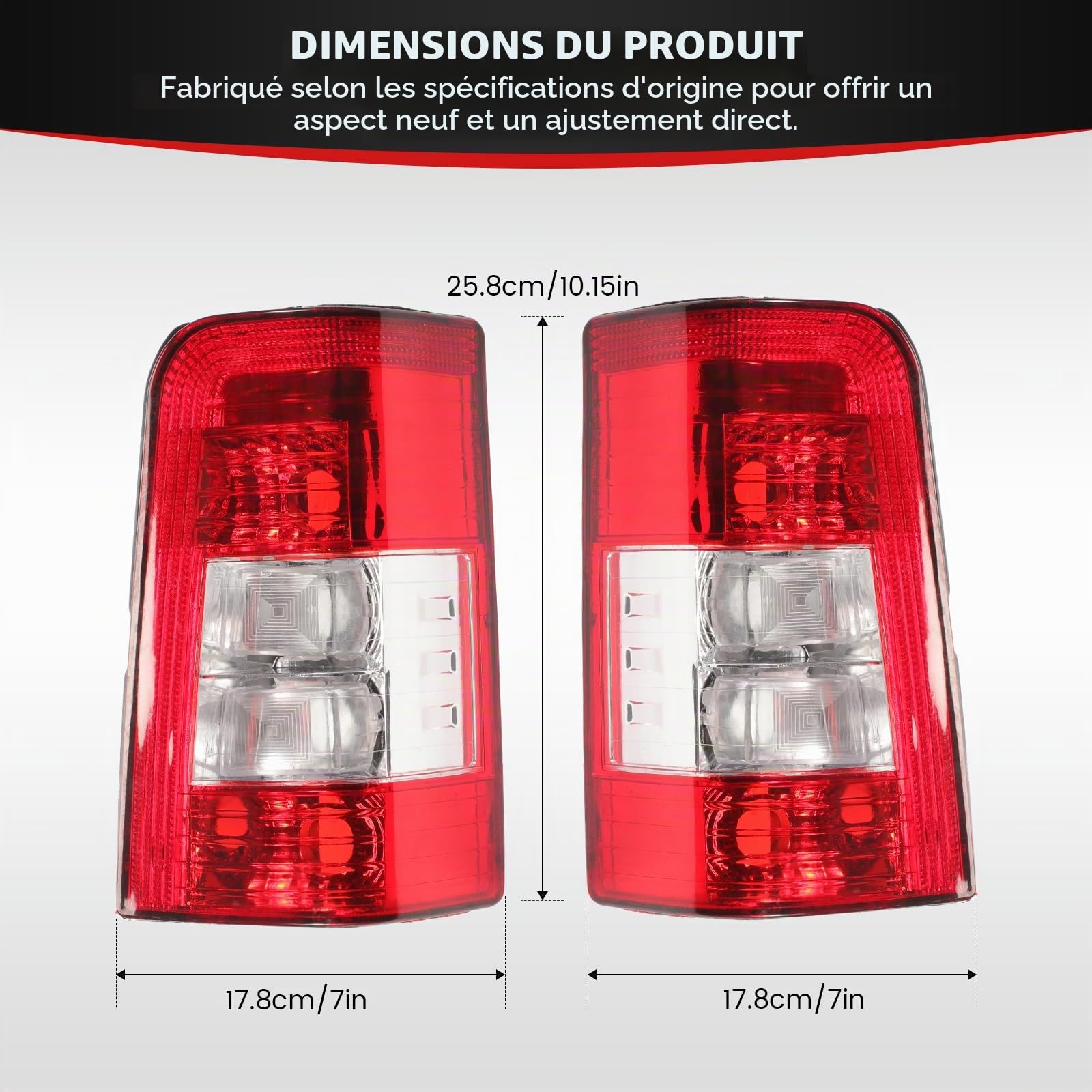 2 Feux Arrière Gauche + Droite pour Citroën Berlingo Peugeot Partner 1996-2008 Feu arrière auto Compatible Avec 6351CX 6351Y8 6351Z0(Feu arrière sans platine)