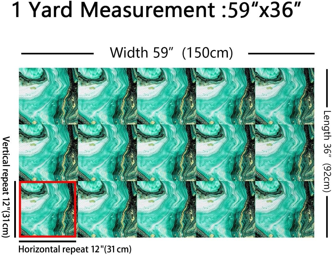 Erosebridal Cyan Gold Marble Upholstery,Glitter Marbling Texture Indoor/Outdoor,Ombre Grunge Decor,Watercolor Gradient Material by The Yard,Aesthetic Abstract Fabric,3 Yards