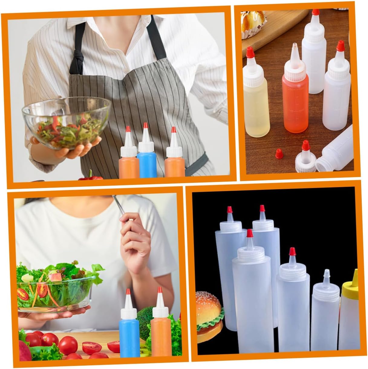 Zerodeko 15pcs 2oz Squeeze Bottles Mini Condiment Dispenser Set for Ketchup Bbq Sauce Salad Dressing, Plastic Sauce Bottles for Kitchen and Restaurant Use image 3