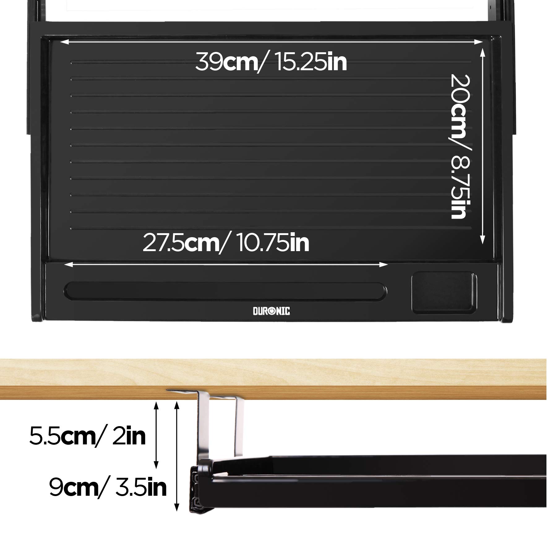 Duronic DKTSX2 Cassetto Porta Tastiera Sotto Scrivania, Supporto Mini Tastiera e Mouse Estraibile 47x31 cm, Organizer con 3 Scomparti, Migliora Postura, Facile da Installare, Per Mini keyboard