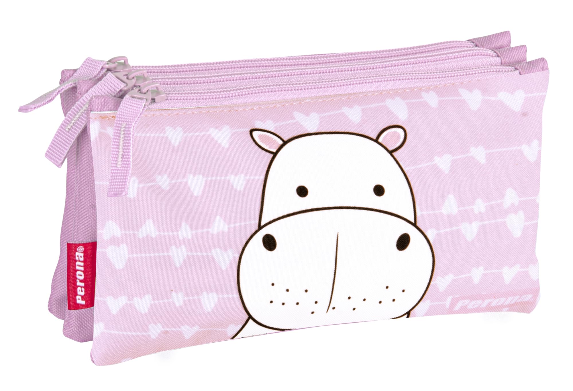 Triple Pencil Case Hippo Perona 58891, Colour, Casual