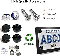 Vista 8 de Marco para placa de matrícula de motocicleta - Soporte de placa de etiqueta de bicicleta de acero inoxidable negro mate, 4 agujeros, soporte de 1