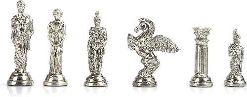 Miniatura 5 de Mythologic Pegasus Figures Juego de ajedrez de metal para adultos, piezas hechas a mano y tablero de ajedrez de madera con diseño de mármol, tamaño