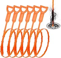 DrSnake 25-Inch Drain Clog Remover, 6-Pack Flexible Hair Snake Tool for Shower Sink Bathtub - Easy Plumbing Cleaner