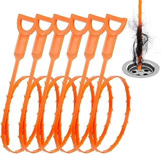 DrSnake 25-Inch Drain Clog Remover, 6-Pack Flexible Hair Snake Tool for Shower Sink Bathtub - Easy Plumbing Cleaner