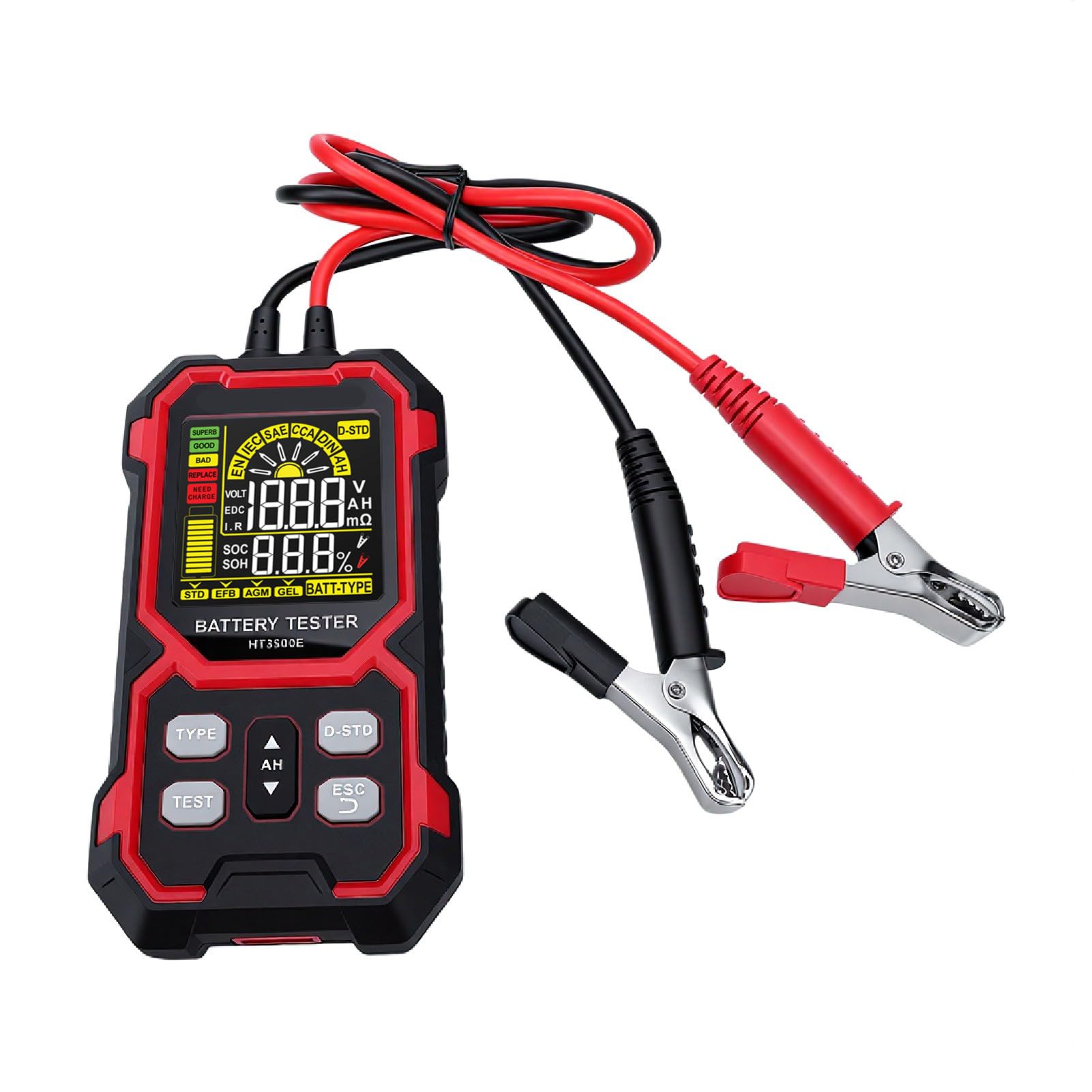 Tester Batteria, Analizzatore Batteria Digitale 50-2000 CCA con Test di Carico, Strumento Diagnostico Automobilistica per Auto, Camion, Motocicli, Barche