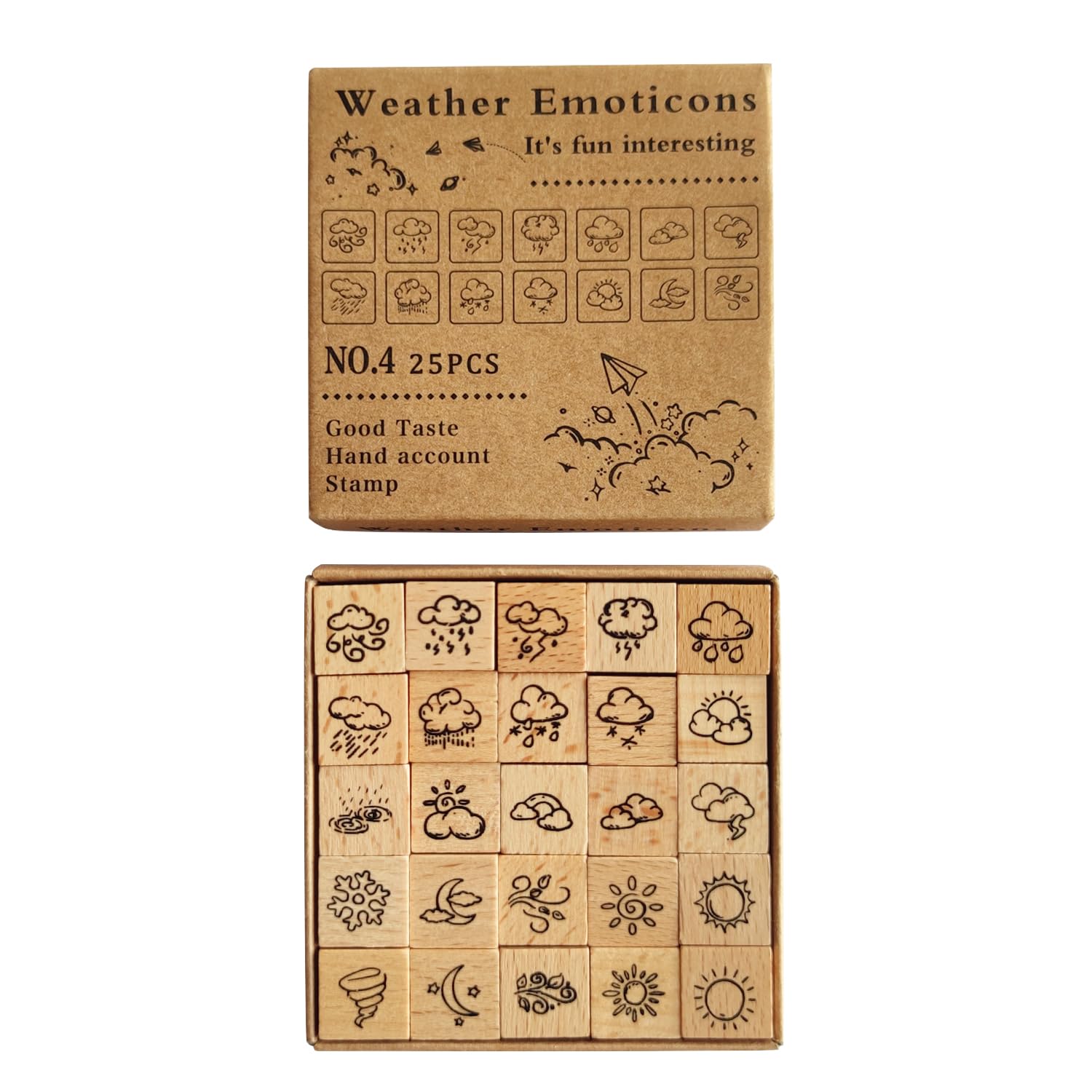 Weather Wood Stamps - 25 Mini Craft Stamps -1