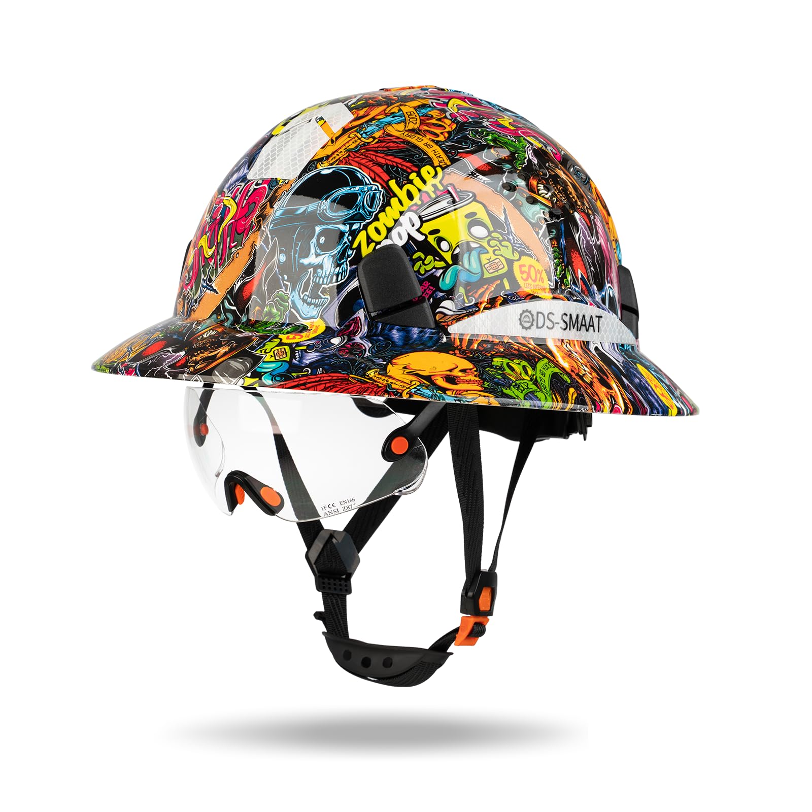 Casque de sécurité à large bord avec visière, casque de sécurité à suspension à cliquet à 6 points, protection supérieure contre les chocs, approuvé ANSI Z89.1 OSHA, idéal pour homme et femme