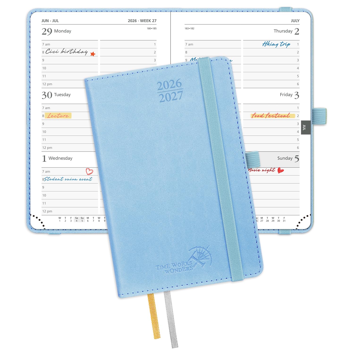 POPRUN Pocket Planner 2026-2027, Purse-4" x 6.25", Academic Pocket Calendar