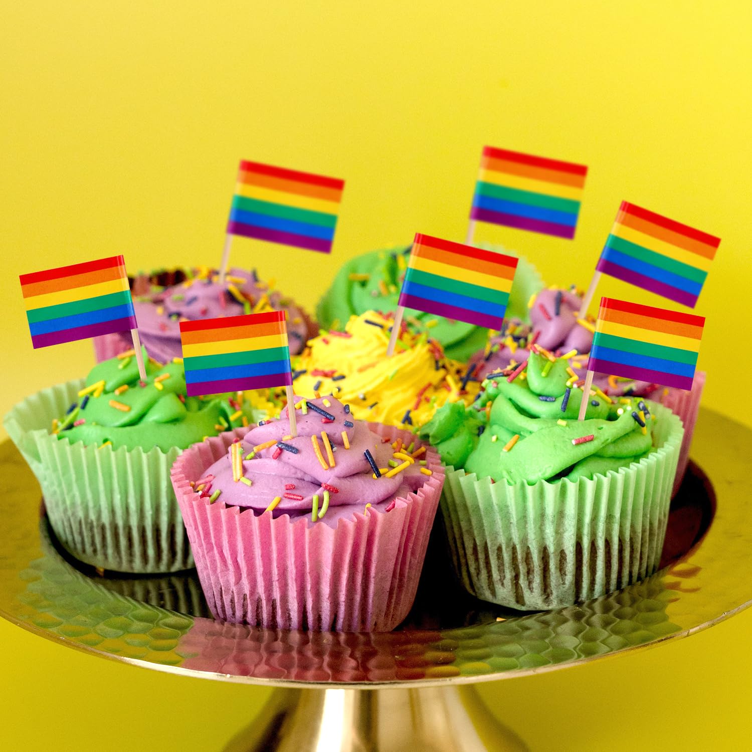 200pz Bandiere Arcobaleno Stuzzicadenti, Mini Toppers Cupcake LGBT Stuzzicadenti Bandiere Arcobaleno Stuzzicadenti da Cocktail Arcobaleno per Carnevale Arcobaleno Decorazioni per Feste