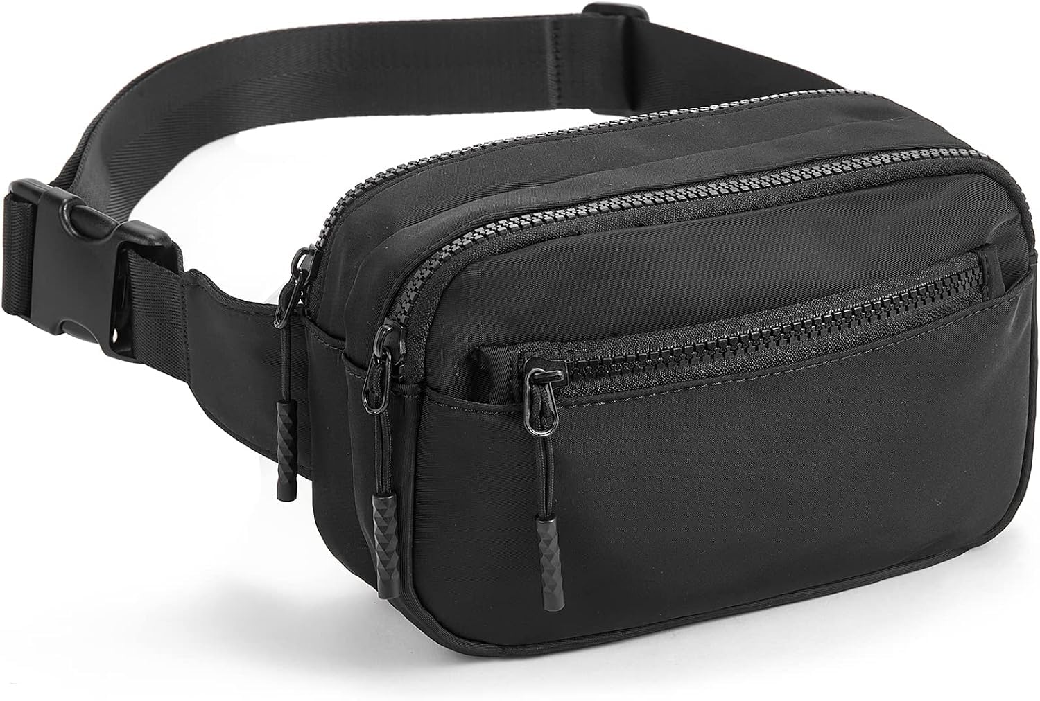 Fanny Pack Waist Bag with 4 Zipper Pockets, Unisex Black-picture-51