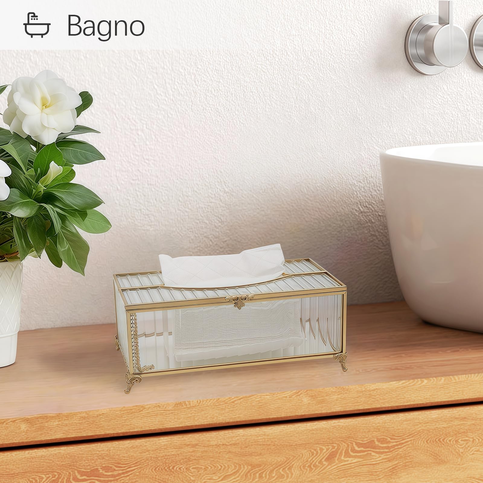 Fazzoletti di Carta Box, SLHEQING Porta Fazzoletti Rettangolare, Scatola Fazzoletti in Vetro, Portafazzoletti da Tavolo per Comò, Bagno, Hotel, Restaurant, Büro