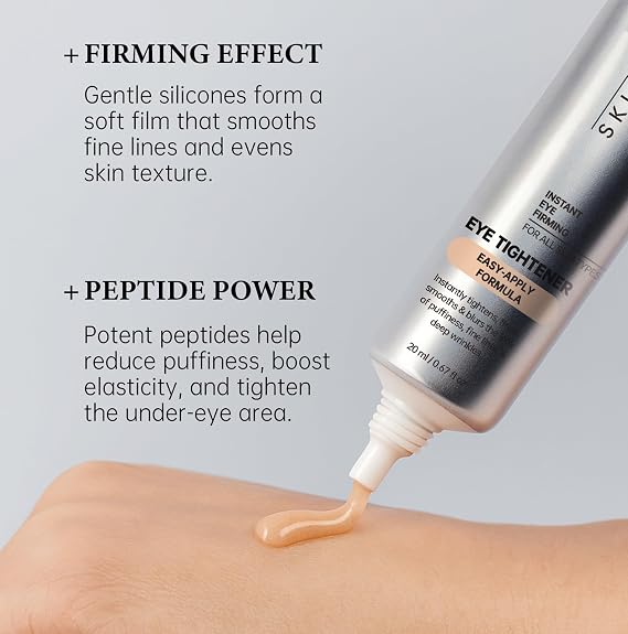 Instant Under Eye Tightener, Instant Firming Temporary Eye Tightener with Brush, Perfection Cream for Fine Lines, Wrinkles & Puffiness, Easy-Wear Formula for All Skin Types