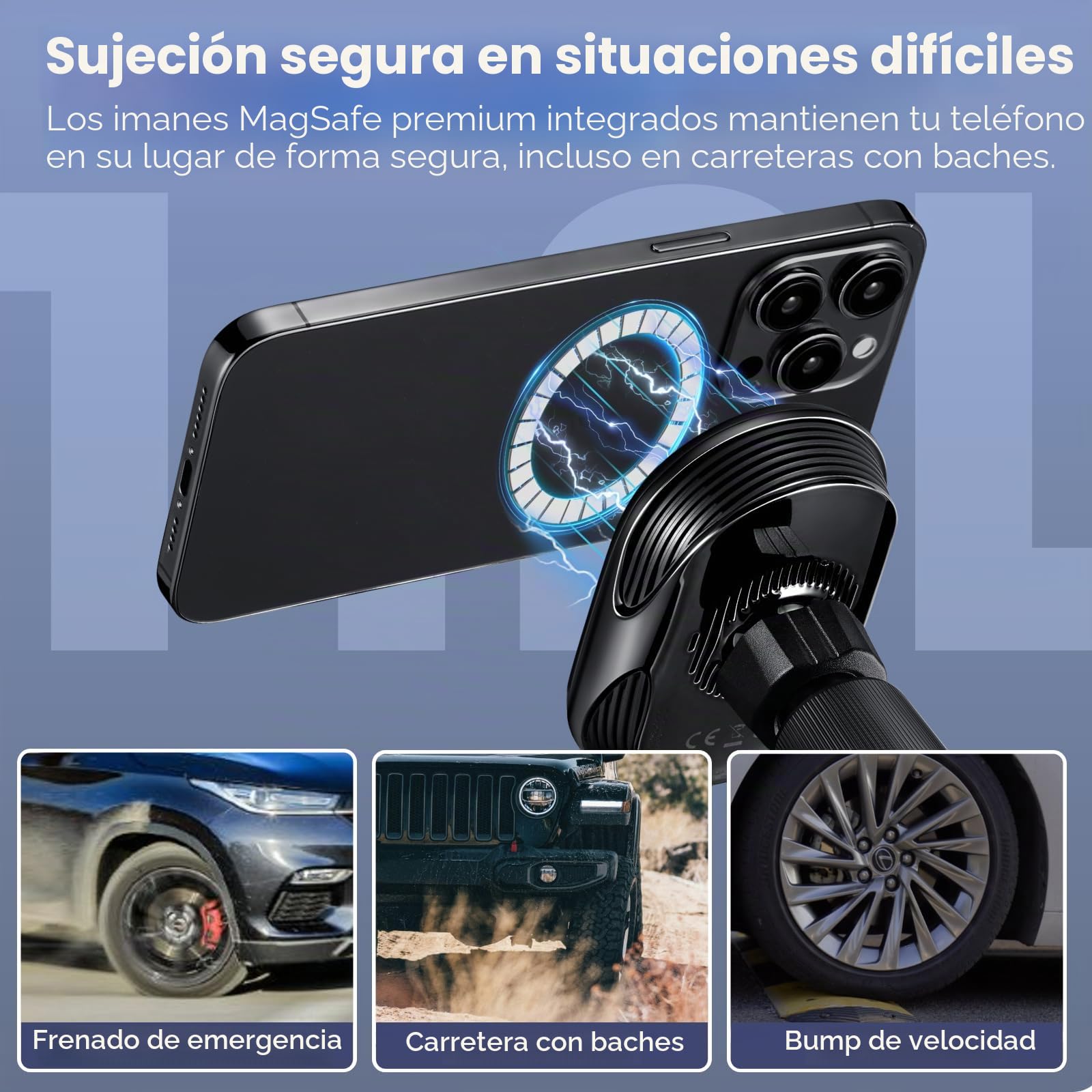 pitaka Cargador de coche Qi2 MagSafe con función NFC, rotación de 360° | Soporte magnético para teléfono de coche de 15 W, compatible con MagSafe y iPhone 17/16/15/14/13 Series, ventilación de aire