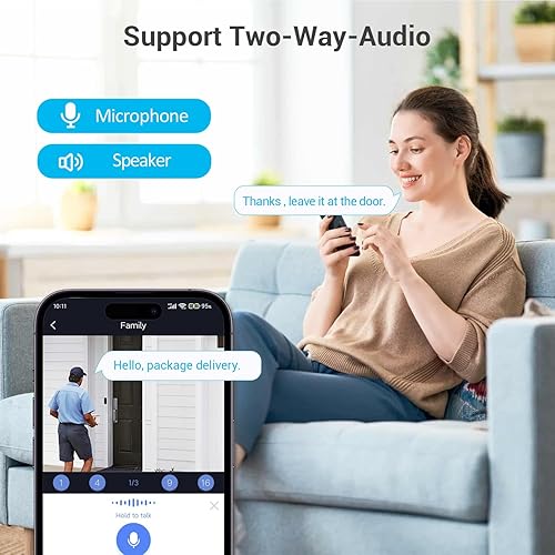 Miniatura 5 de Cámara de seguridad IP PoE de 5 MP, visión nocturna a todo color, detección humana, gran angular de 0.110 in, micrófono integrado para audio