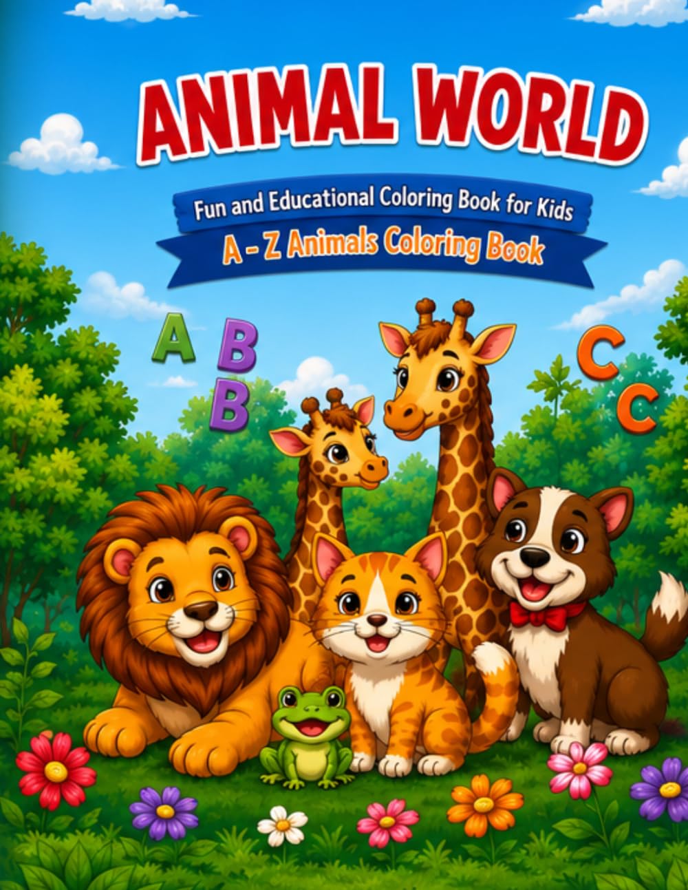 ABC Animal Coloring Book for Kids: Learn English Letters, Words, and Coloring Fun: A Fun Alphabet Learning and Coloring Activity Book with Cute Animals from A to Z