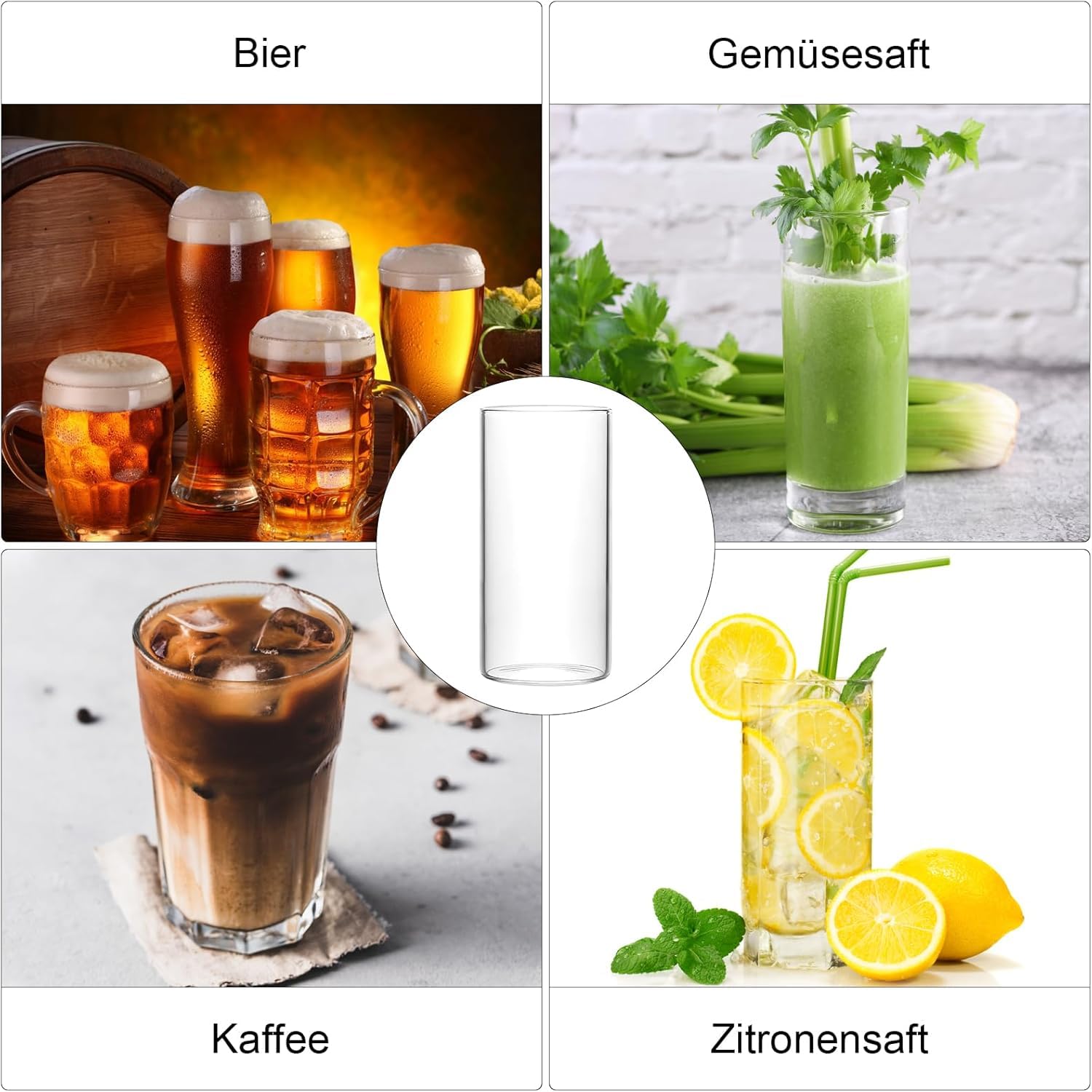 Set di 4 bicchieri trasparenti da 400 ml, bicchieri da acqua e long drink, sottili, rotondi, eleganti bicchieri da bar per acqua, succo, birra, bevande e cocktail, mojito e bevande miste (vetro