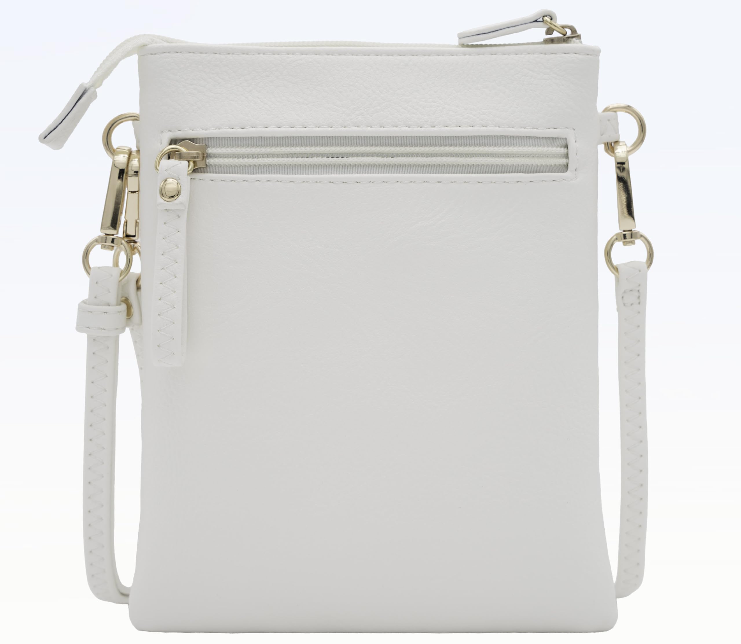 Bolso cruzado para mujer, múltiples bolsillos con cremallera y correa de muñeca desmontable, bolso de viaje ligero, monedero para teléfono celular, Blanco 2
