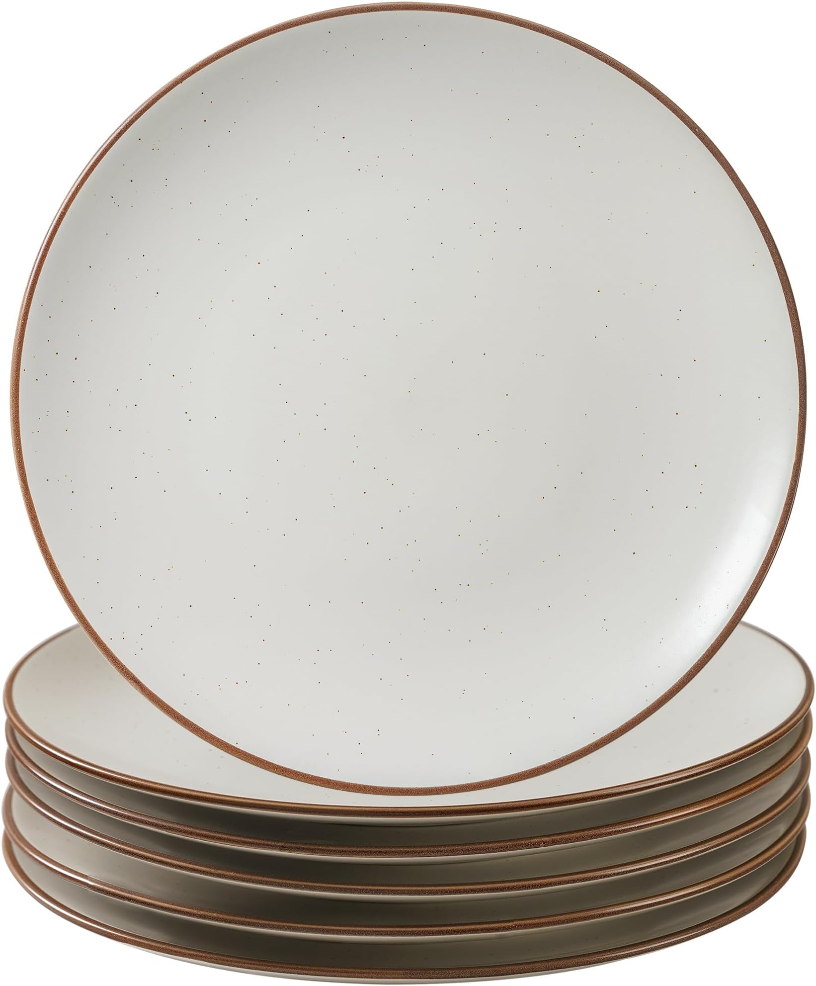 Ceramic Dinner Plates Set of 6, 8 Inches Kitchen Porcelain Serving Dishes, Dinnerware Sets, Microwave Oven Dishwasher Safe, Scratch Resistant, Modern Rustic Vanilla White, Christmas Housewarming Gift