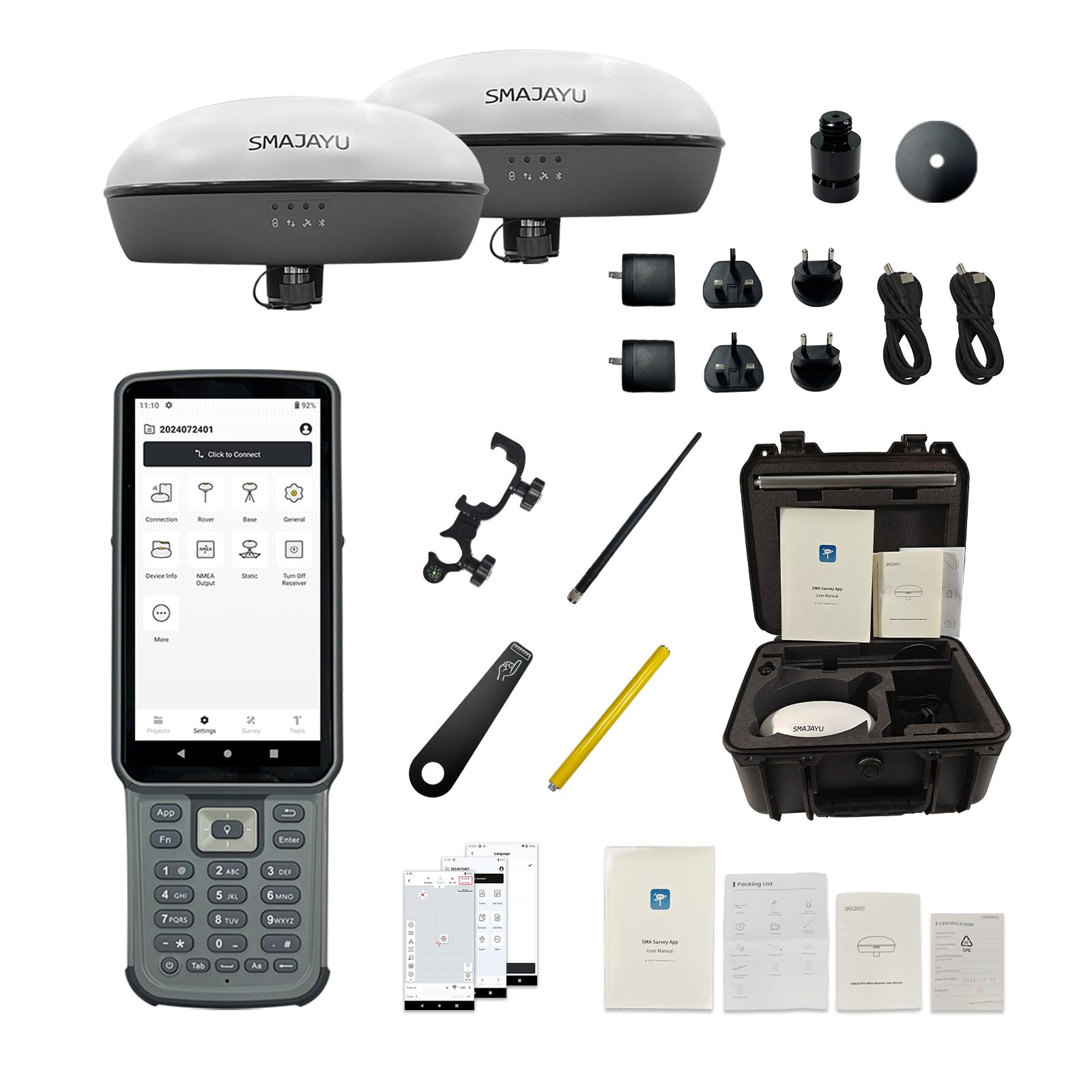 SMA20 RTK 900 MHz GPS Surveying Equipment PPK/IMU/NOAA, Connect with UAV/Drone,GNSS Receiver Rover Base Collector Free Permanent Software 1408 Channelsfor Construction and Engineering