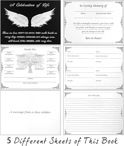 Miniatura 3 de SOITIS Libro de visitas funerarias para el servicio conmemorativo Celebración de la vida, libro de 80 páginas para el funeral, libro de inicio de