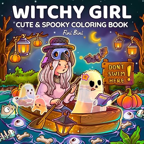 Witchy Girl Cute & Spooky Coloring Book: 40 Cozy Halloween Illustrations with Ghost Cuties, Little Witches & Magical Moments for Fall Relaxation for Adults and Teens (Hygge & Simple Joys) - Paperback
