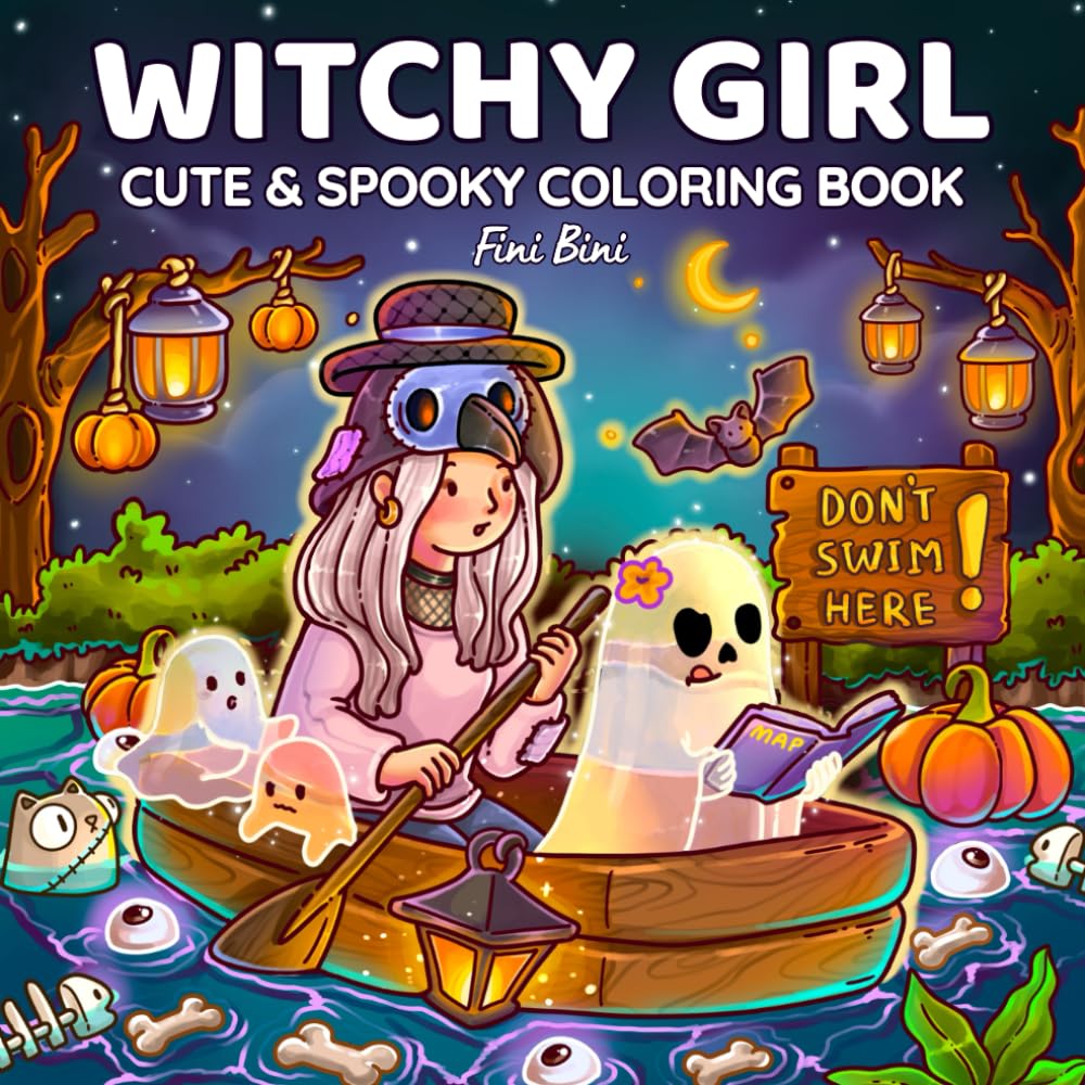 Witchy Girl Cute & Spooky Coloring Book: 40 Cozy Halloween Illustrations with Ghost Cuties, Little Witches & Magical Moments for Fall Relaxation for Adults and Teens (Magical Girls Collection)
