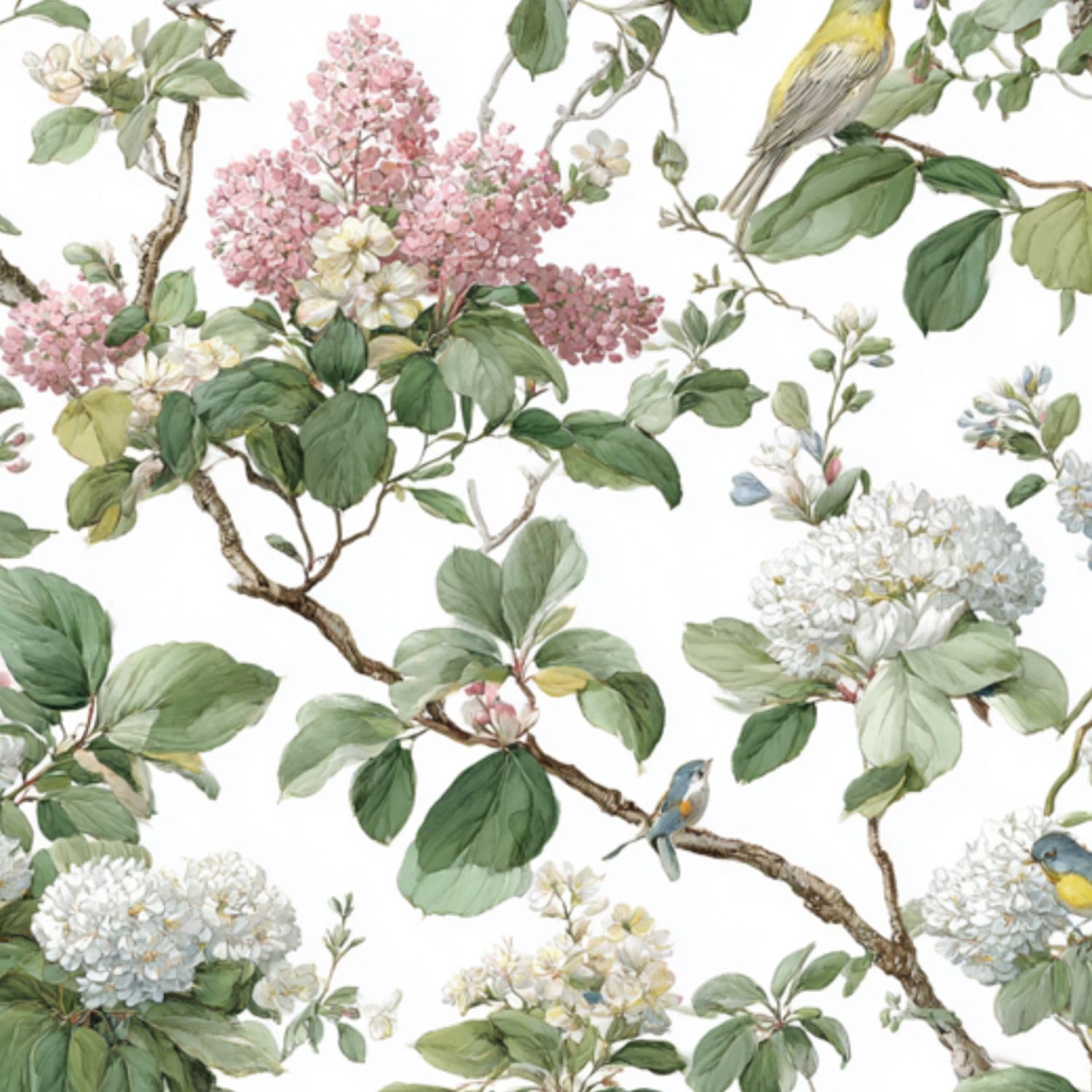 DERUINVAIO Self Adhesive Feature Removable Soft Pastel Cottage Garden Peel and Stick Vinyl Wallpaper Roll, Sticky Lining Paper for Bedroom, Living Room, Kitchen Walls