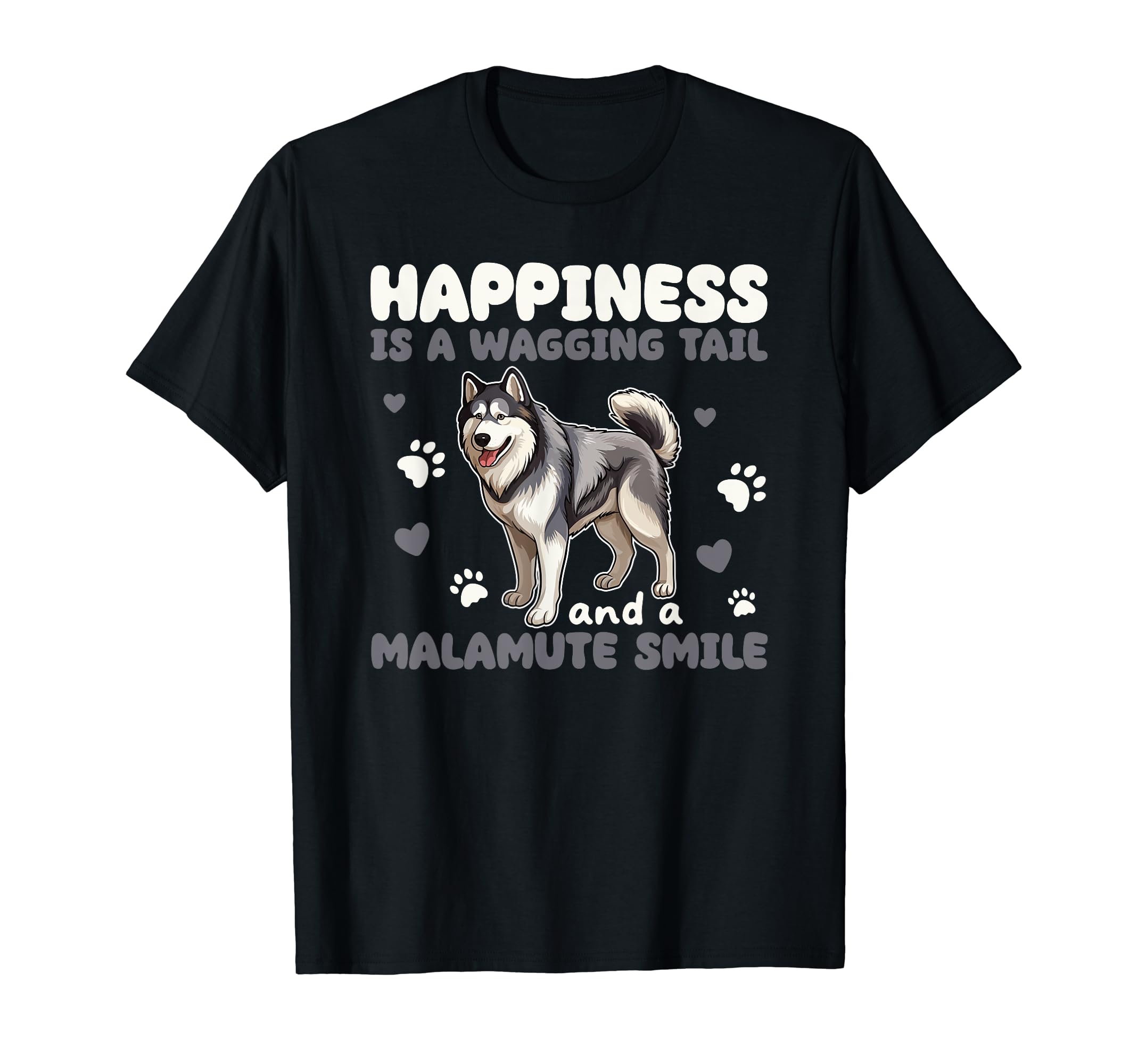 Retro Malmute Dog TeesHappiness Is A Wagging Tail And A Malmute Smile T-Shirt