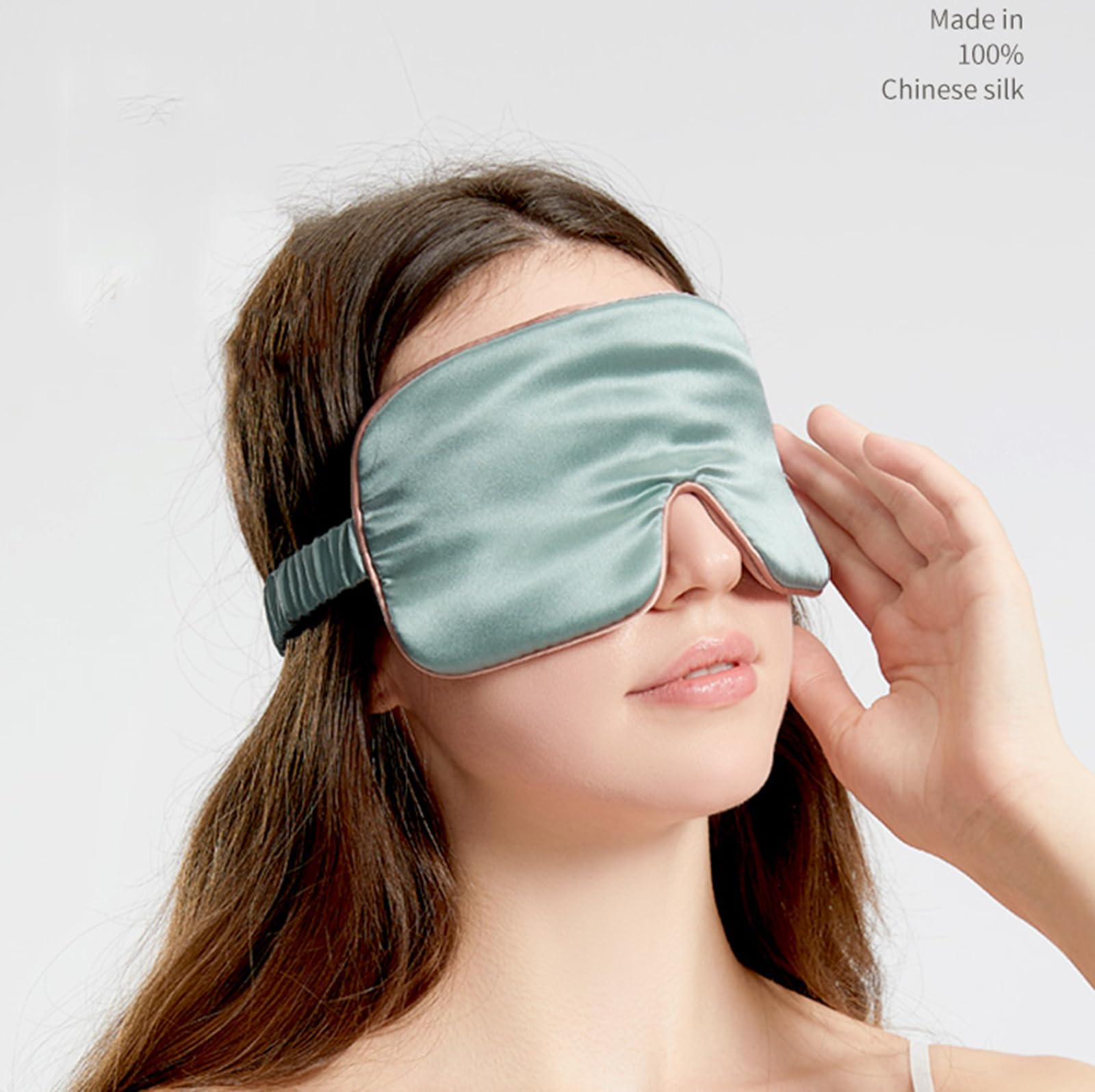 Seidenaugenmaske zum Schlafen mit Gummiband, 100% Reine Maulbeerseide, 22 Momme 6A weiche und Glatte Fasern, Total Light Blocking Augenmaske,Grau,One Size