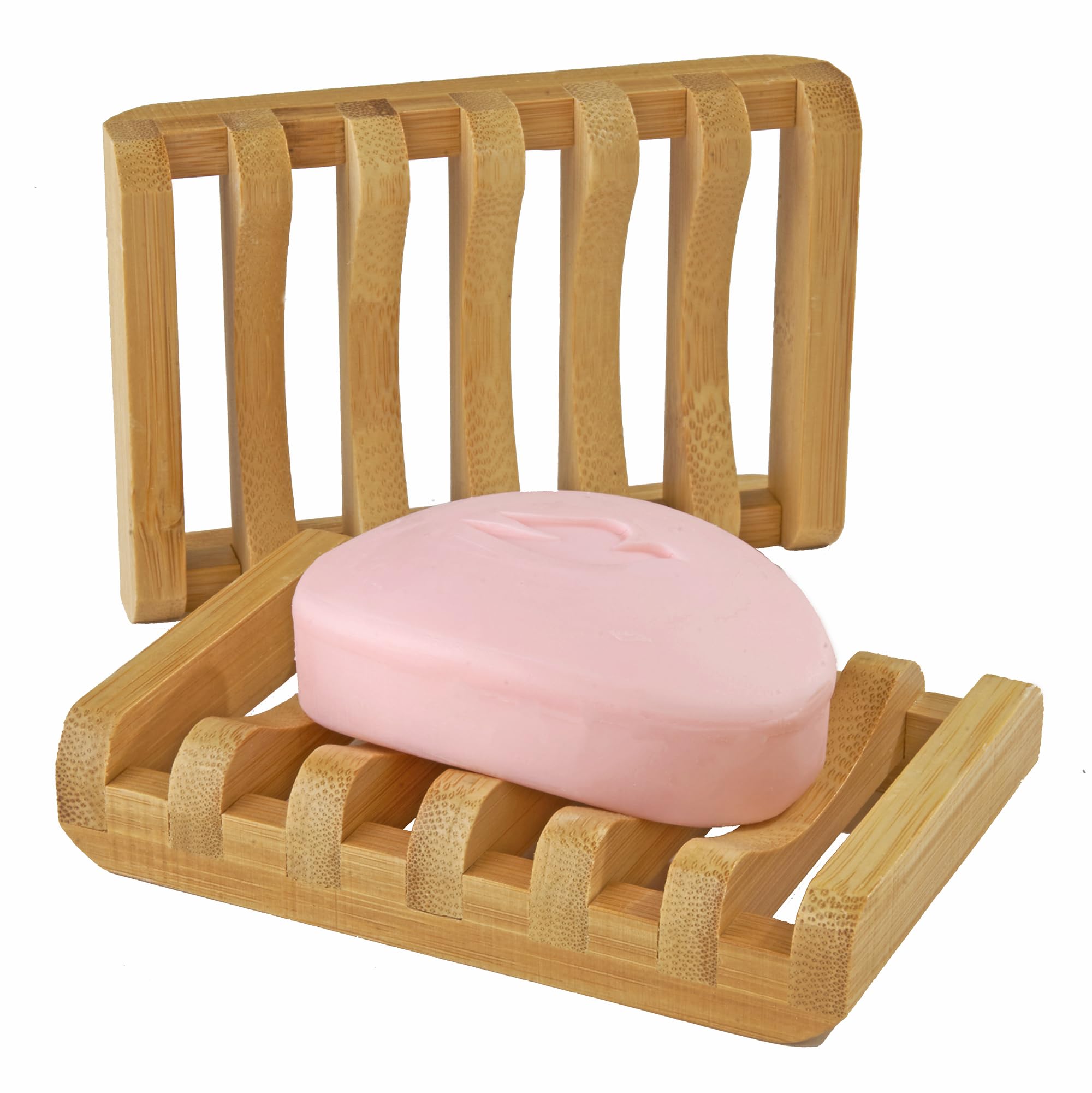 EcoSlurps Soap Dish Holder British - Bamboo Wood Bathroom Soap Tray offering natural plastic free soap container with self draining system Eco Container for Kitchen Sponges & Soaps (1, Grid)