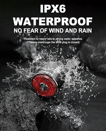 Miniatura 7 de TOWILD TL05 - Luz trasera para bicicleta, luces traseras de bicicleta con detección de freno inteligente, cable tipo C, impermeable, luces traseras