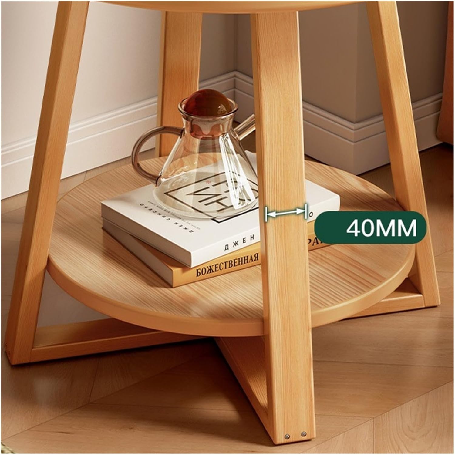 Side End Table Small Round Table Small Table Small Sofa Small Side Table Solid Wood Bedroom Bedside Table Shelves Balcony Small Coffee Table Accent Coffee Table for Living Room Bedroom Office