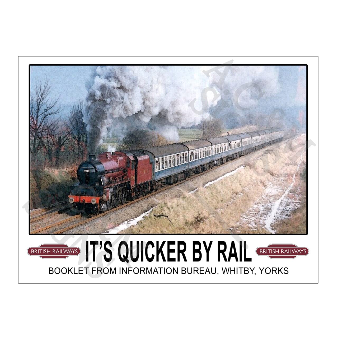 Metal Sign Plaque Print Poster Travel Railway British Railways It's Quicker By Rail Whitby Yorks Vintage Retro Gift Dad Man Cave Shed Home Bar Ref12453 (10x8 inches (Approx) 25cmx20cm)
