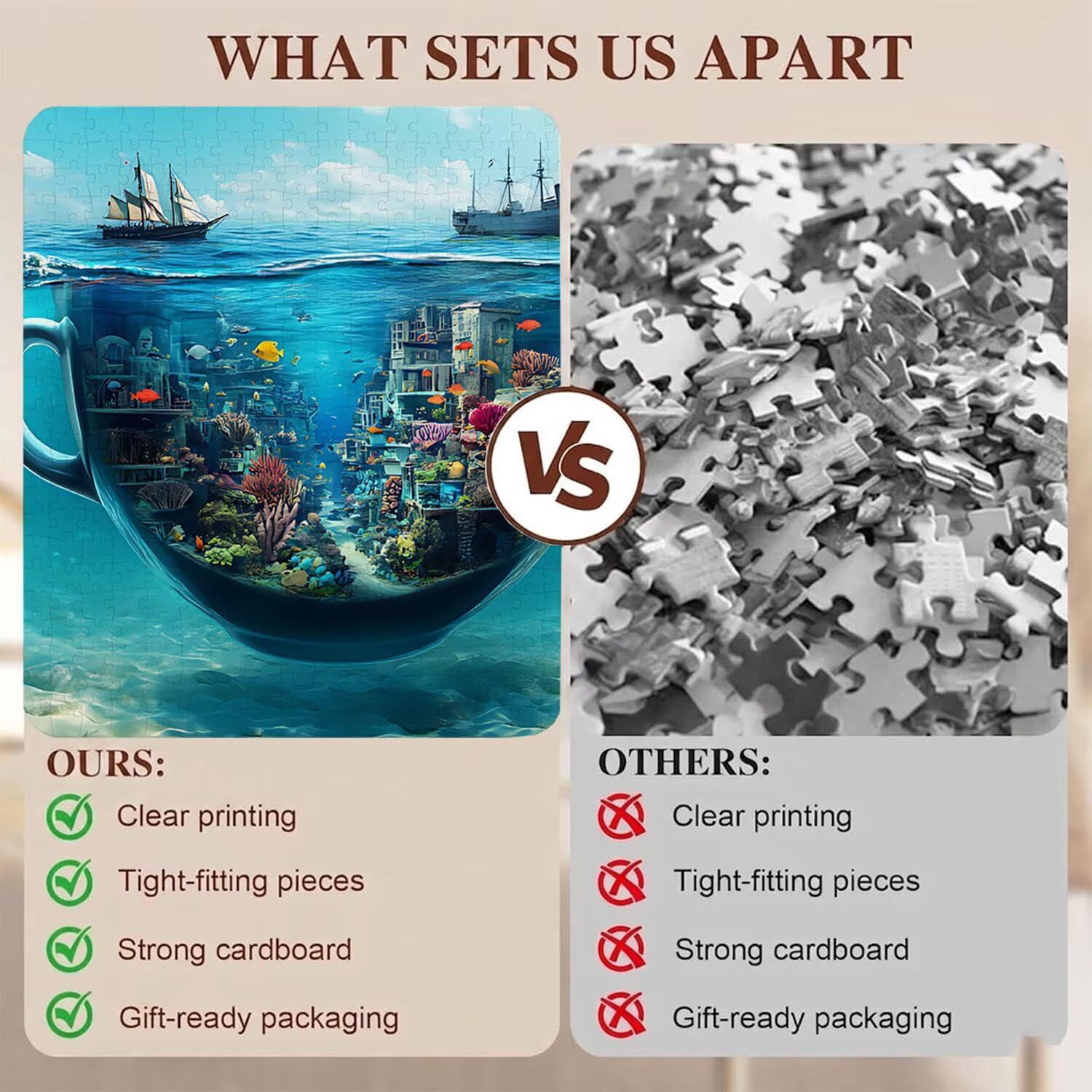 tazza Città Puzzle 1000 Pezzi per Adulti, Puzzle in Legno - Collezione Classica con Poster Incluso - Sfida di Concentrazione e Passatempo Antistress, Gioco Educativo per Famiglia, 75 x 50 cm f0-15