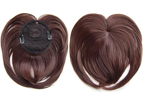 Miniatura 8 de Faringoto Pelucas cortas con flequillo negro invisible tupé adelgazamiento extensiones de cabello peluca postizo grueso piezas de pelo superior
