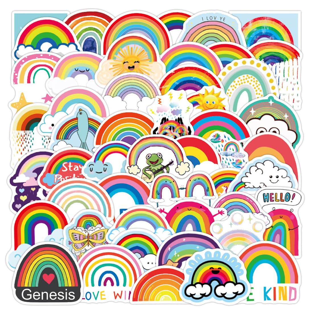 VelvetGlow 50 Adesivi Animali Galassia Arcobaleno – Vinile Impermeabile Kawaii Per Bottiglie, Laptop E Skateboard