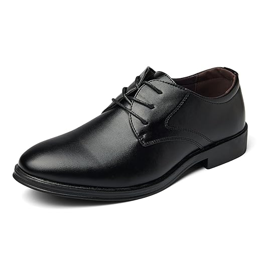 Sapato social masculino formal moderno Oxford negócios casamento trabalho cadarço Derby sapatos, Preto, 38