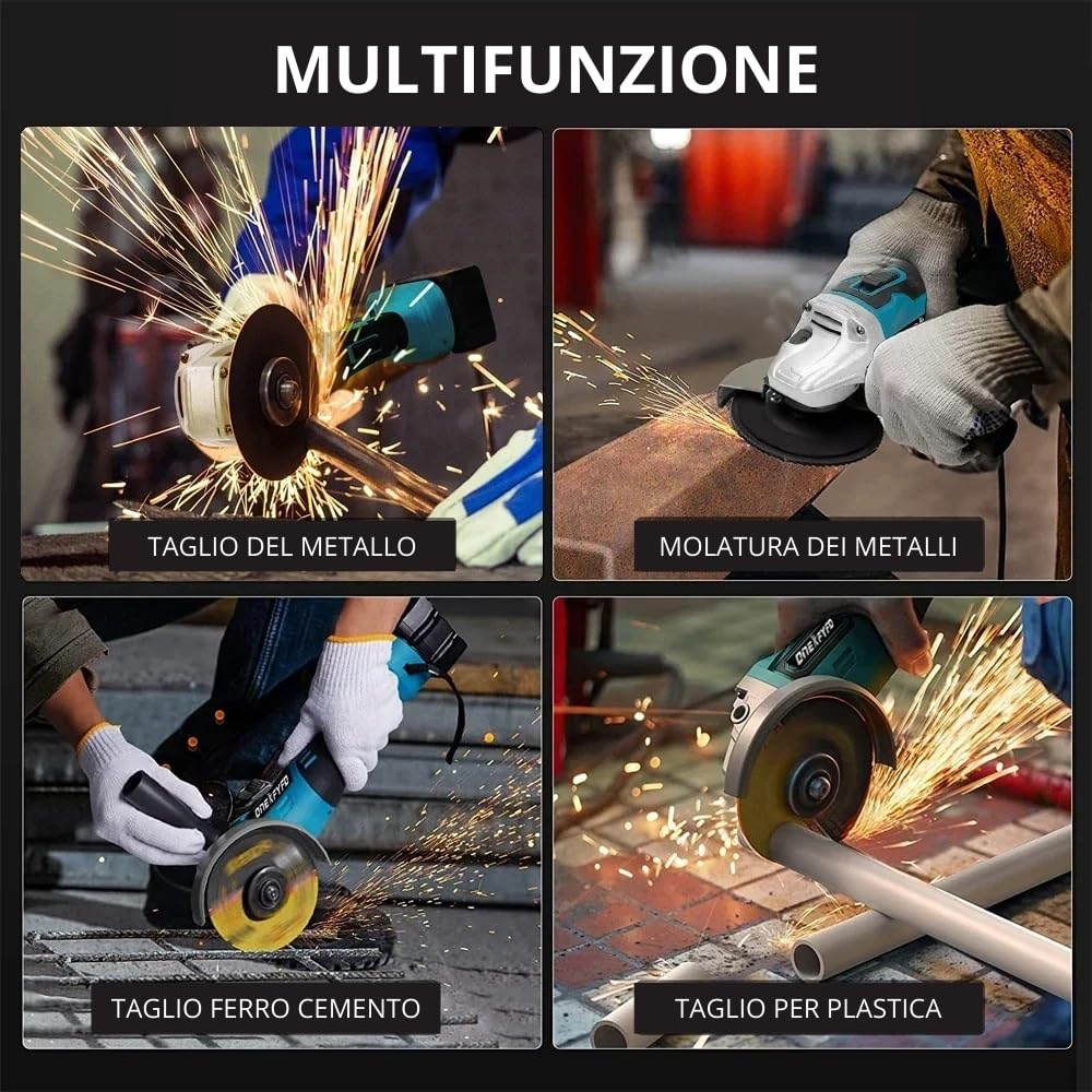 A.M.C. Kit Completo Professionale Fai da Te 2 in 1 con Trapano Avvitatore ad Impulsi Svita Bulloni a Batteria, Smerigliatrice Angolare a Batteria 88v