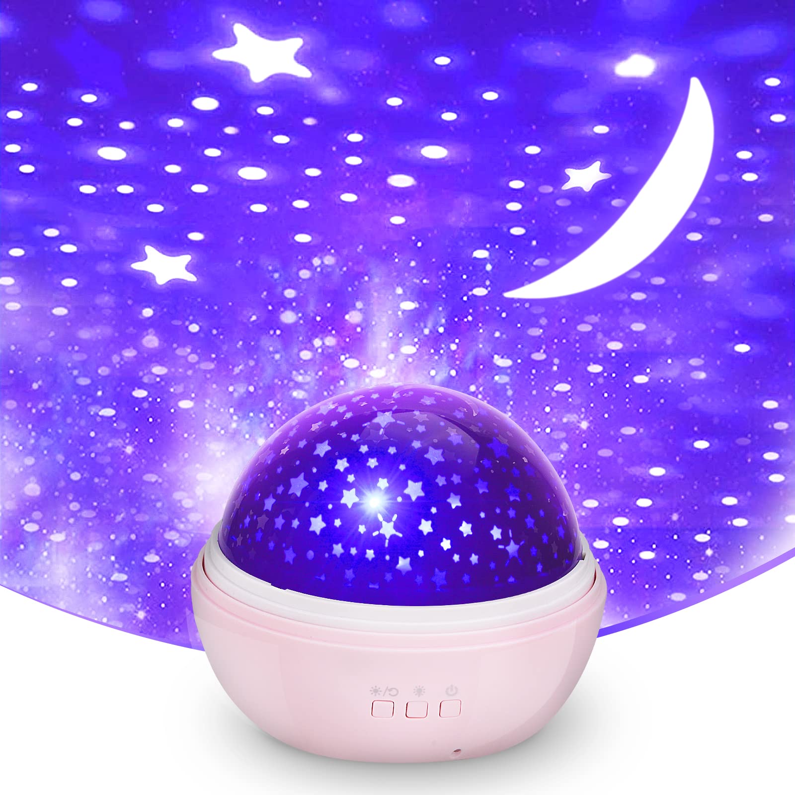 FISHOAKY Sternenhimmel Projektor Kinder, 360°Drehen Nachtlicht Sternenhimmel Baby, 8 Farben, Ozeanwellen Films Nachtlicht Lampe für Geburtstage, Baby, Schlafzimmer(Versione aggiornata-rosa)