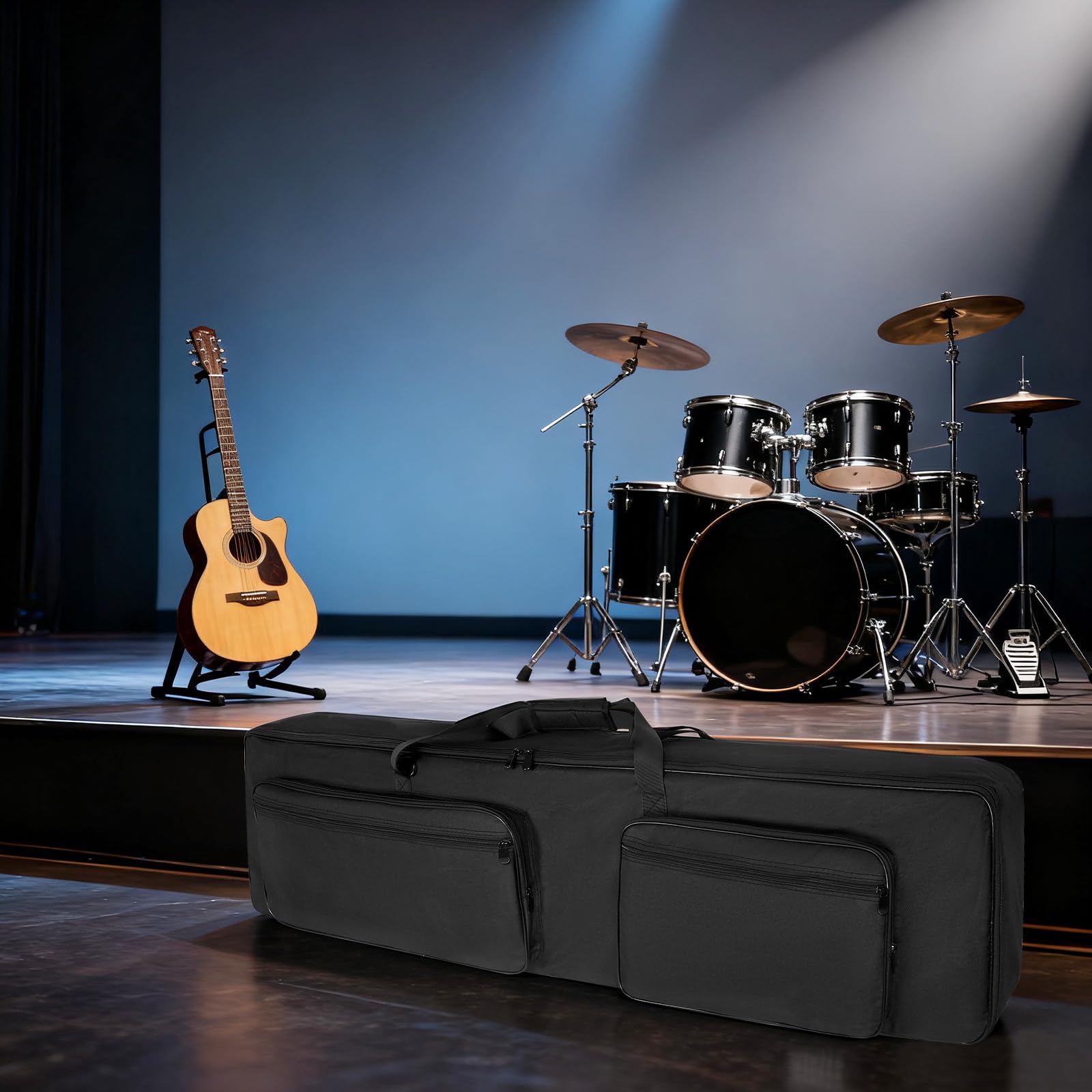 SUNDOY Housse de Transport Fine pour Clavier 88 en Tissu Oxford 600D Robuste, Rembourrage en Mousse de 8 mm, Parfait pour Le Transport de claviers, Accessoires de Musique et Plus Encore