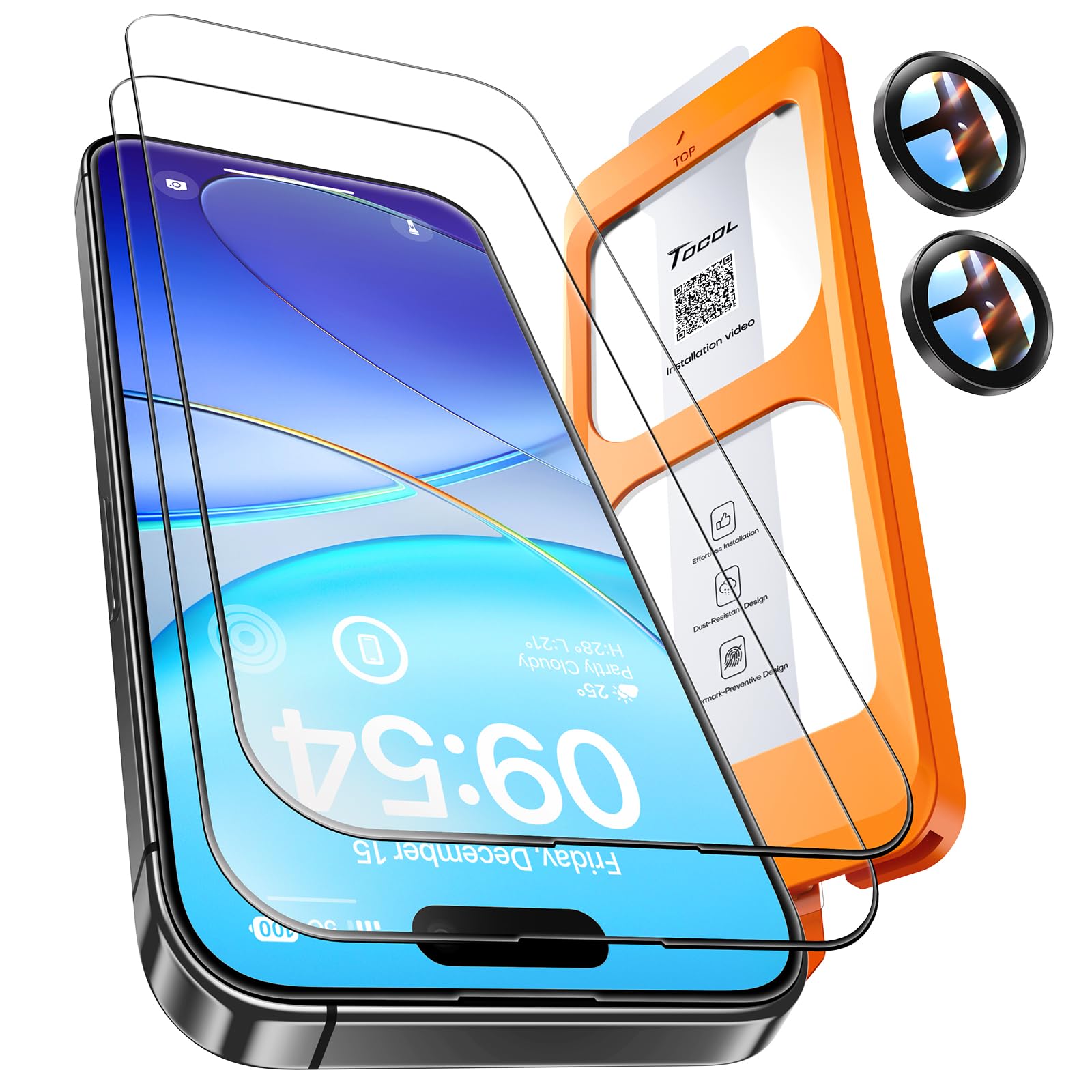 TOCOL Panzerfolie mit Kameraschutz für iPhone Serie