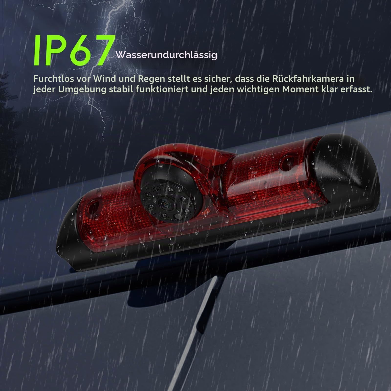 CAMECHO Rückfahrkamera HD Nachtsicht IP67 Wasserdichter Kamera für FIAT Ducato Peugeot Boxer Citroen Jumper 2006-2017, Bremslicht mit Weitwinkel 140°, 12V, 10M Kabelgebundene Verbindung
