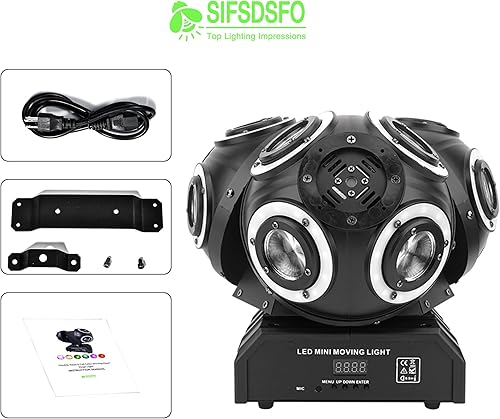Miniatura 8 de Luces de DJ con cabeza móvil, 12 LED, luces de haz giratorio, luces de DJ, luces LED para eventos, control de sonido, Dmx512, luces para DJ, KTV,