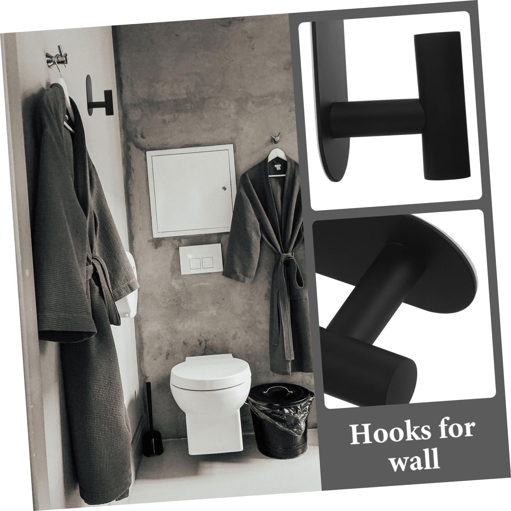 Hemobllo Gancho Adhesivo De Acero Inoxidable Toalleros Para Baños Toalla Manos Ganchos De Baño Mate Percha Gancho Metálico Ganchos Para Ropa Colgador De Mochila Negro 2 Piezas X 4